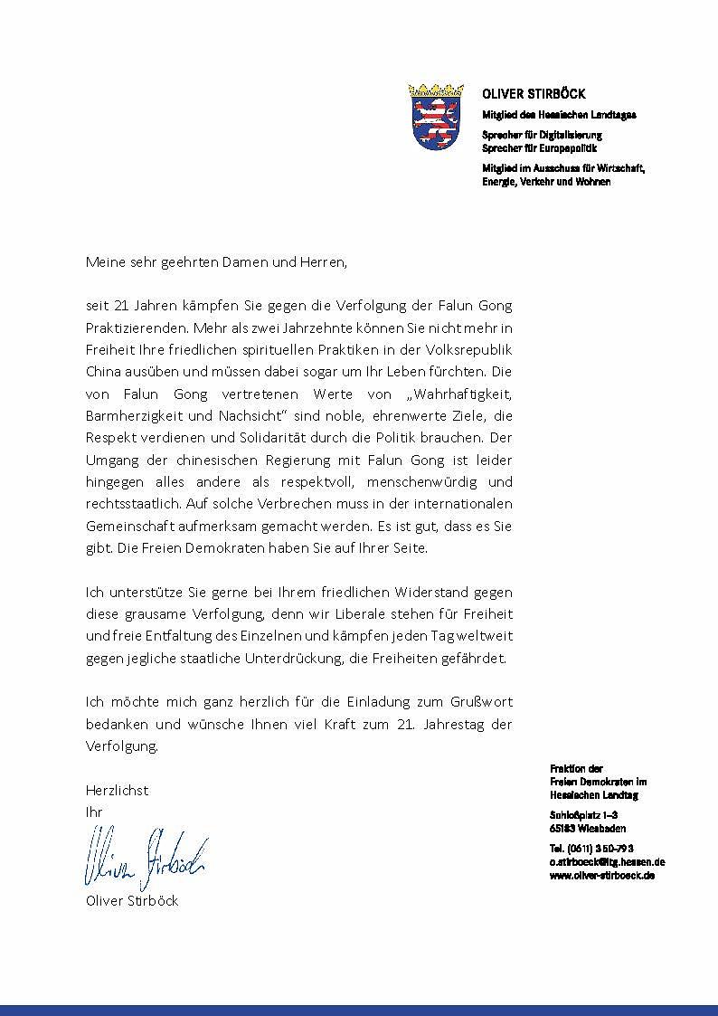 Pismo MSP Olivera Stirboecka iz FDP-a 