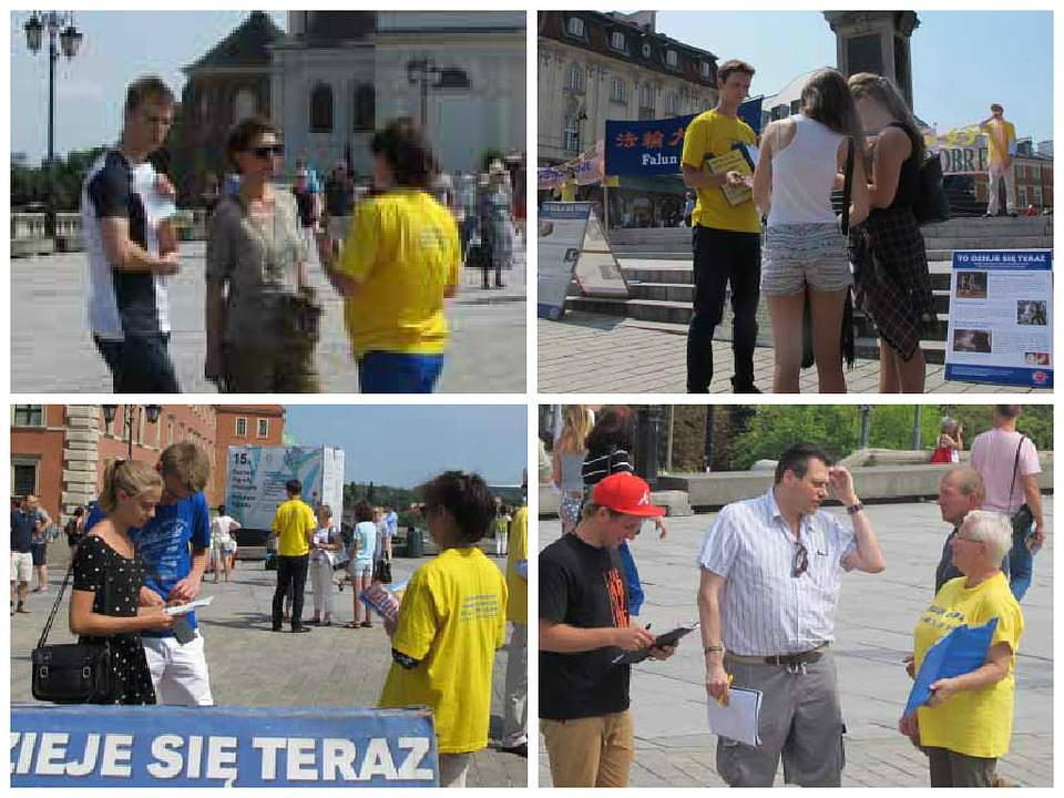 Ljudi u starom gradu u Varšavi saznaju za progon 16. jula 2015. godine.