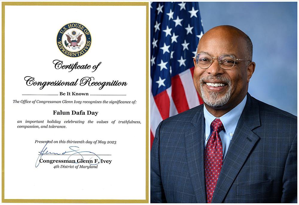  Američki kongresmen Glenn F. Ivey iz Marylanda je izdao Potvrdu o priznanju Kongresa za Dan Falun Dafa.
