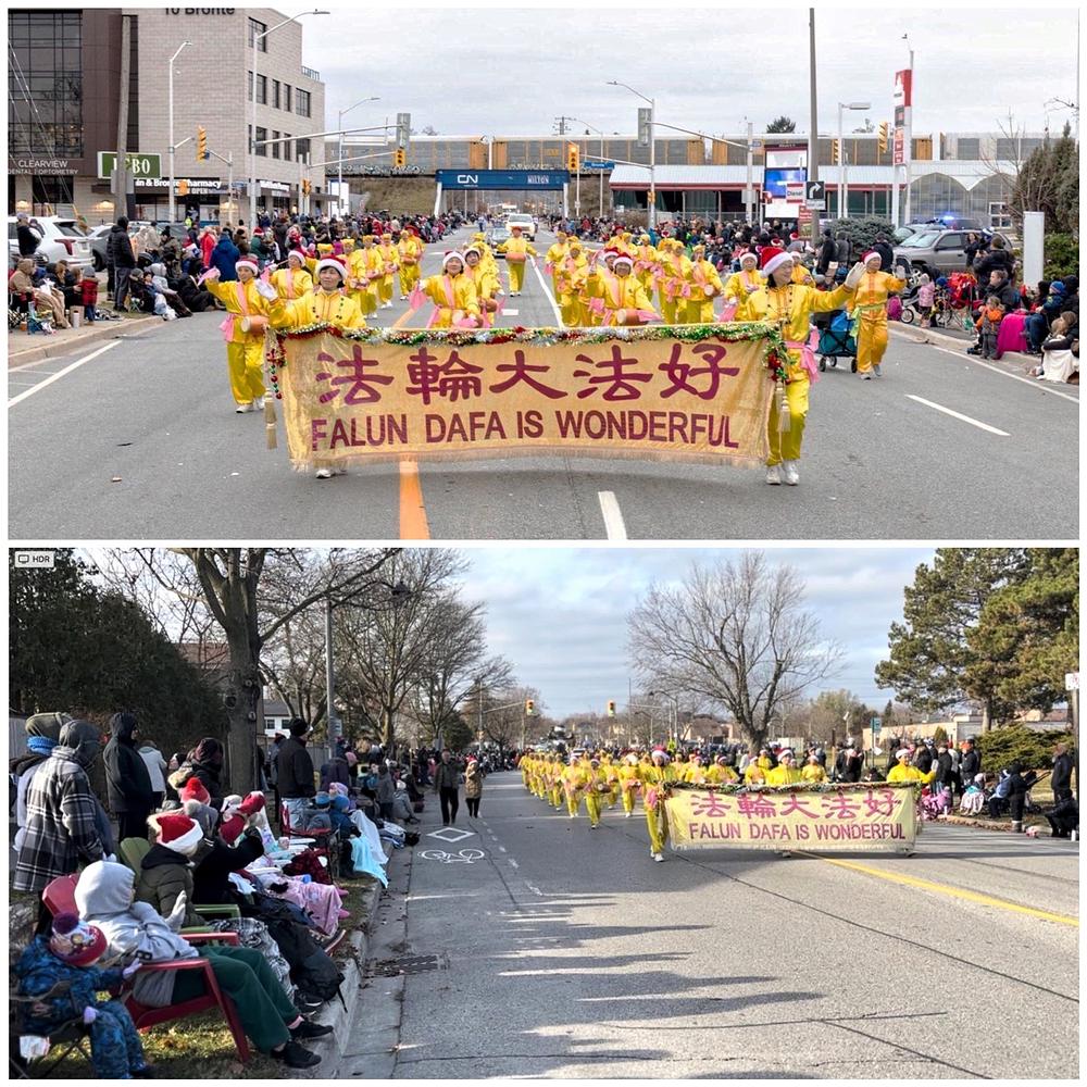 Falun Dafa dobošarska grupa je unijela prazničnu atmosferu u Djeda Mrazovu u Pickeringu, Kanada.
