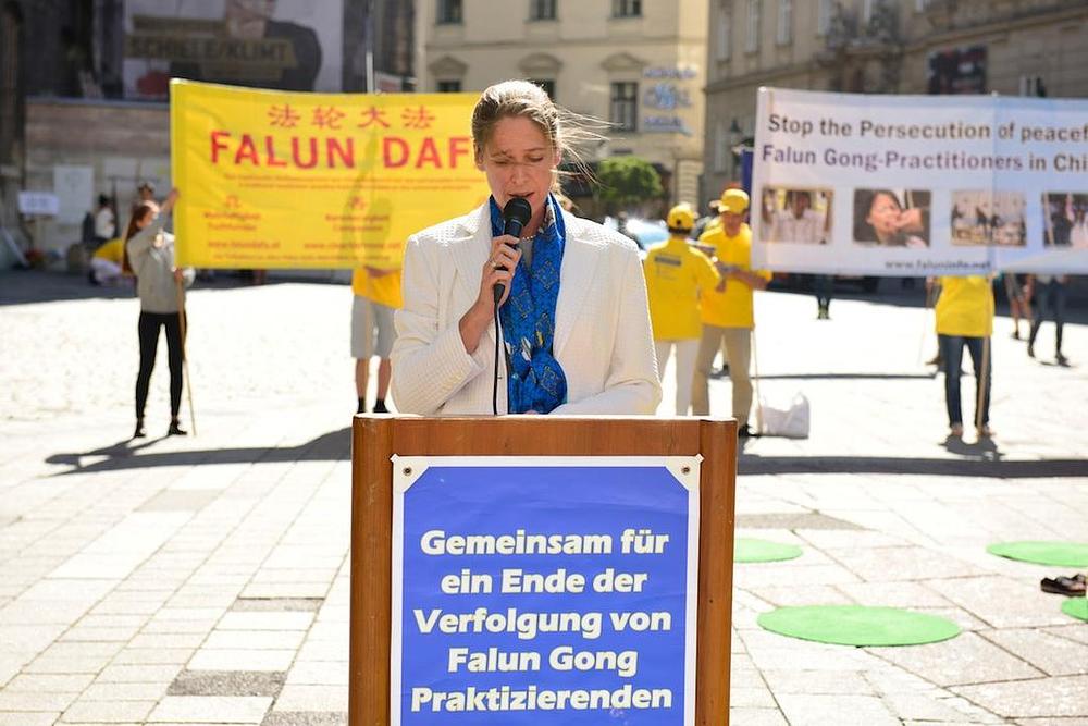 Skup praktikanta Falun Gonga na Stephansplatzu 23. avgusta 2016. godine. 