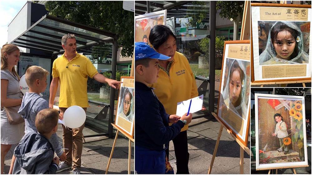 Razgovor o progonu Falun Gonga u Kini sa djecom na Saint-Nicolaas Festivalu mira.