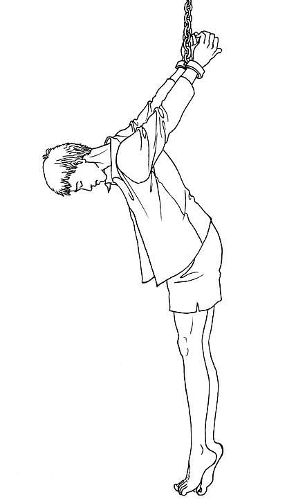 Ilustracija mučenja: Obješen rukama okovanim lisičinama