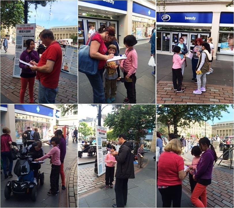 Građani potpisuju peticiju kako bi podržali Falun Gong. 