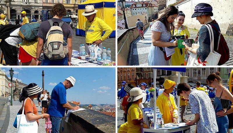   Ljudi potpisuju peticiju na informativnom štandu pokazujući tako svoju podršku