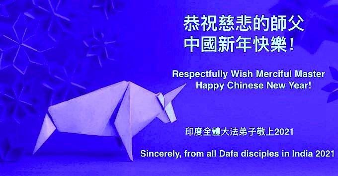 Indijski praktikanti žele Učitelju Liju sretnu Novu godinu vola.