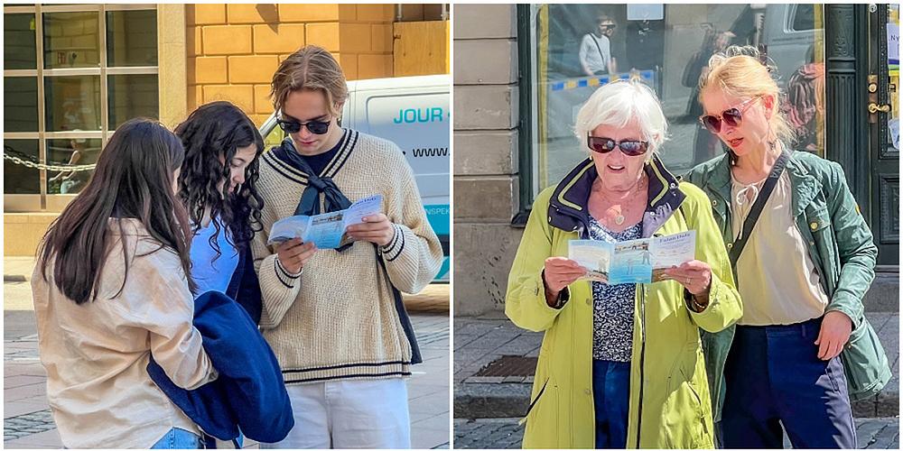 Ljudi čitaju o progonu u Kini