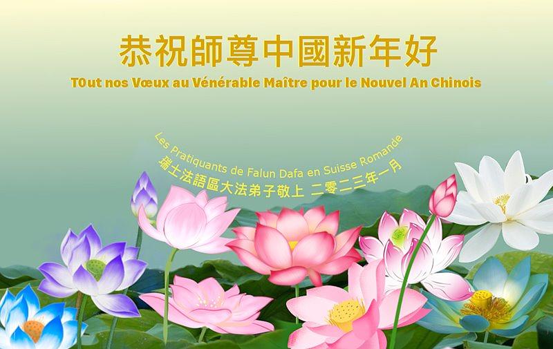 “Tout nos Vœux au Vénérable Maître pour le Nouvel An chinois”                     (Čestitke poštovanom Učitelju za kinesku Novu godinu) napisali su praktikanti iz francuskog govornog područja u Švicarskoj.