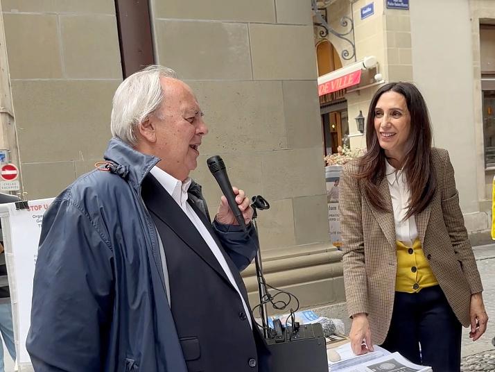 Patrick Dimier, član Državnog vijeća Ženeve održao je govor na skupu.